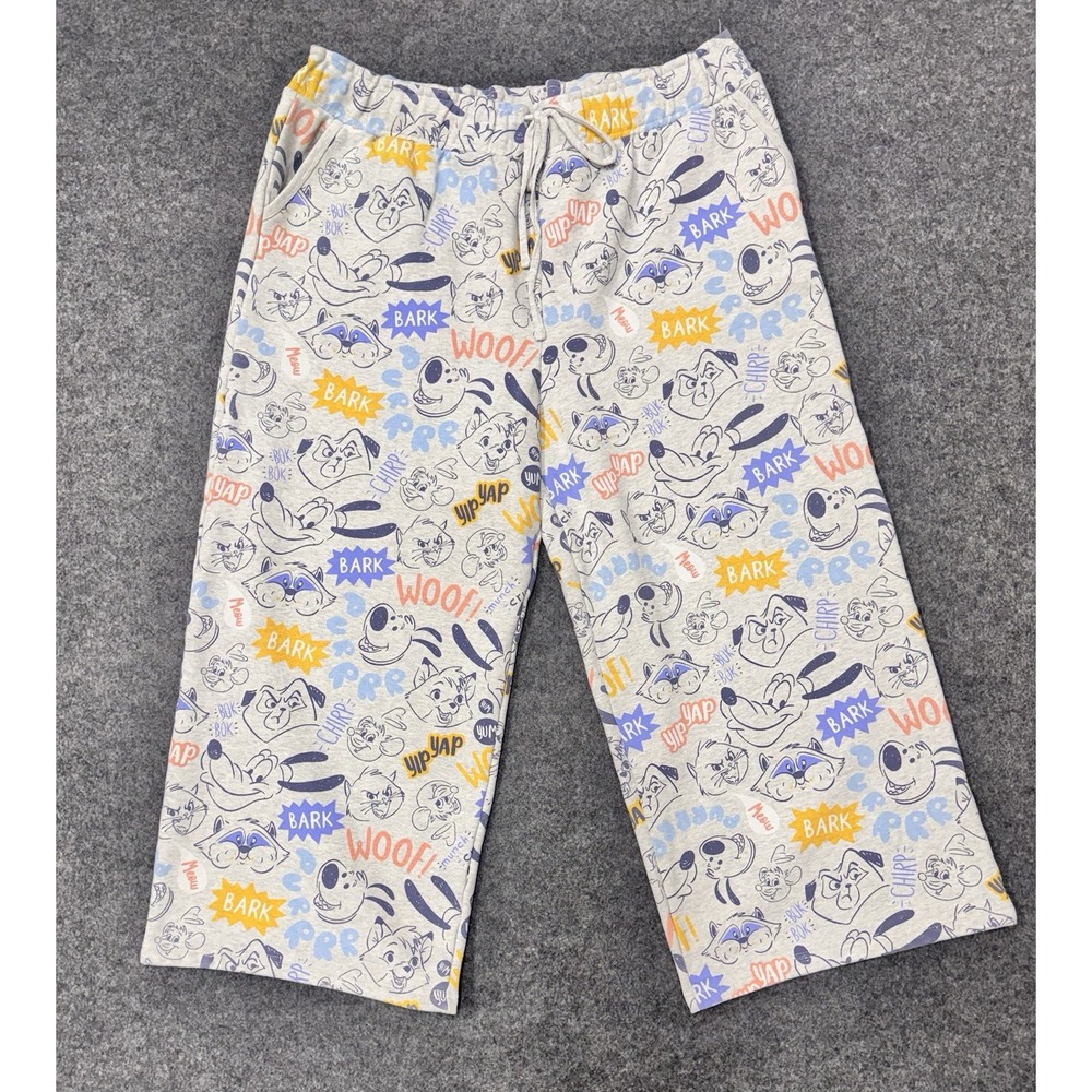 Disney Womens Wide Leg Sweatpants 1X Pluto Figaro All Over Print Lounge